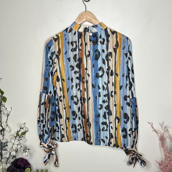 ANTHROPOLOGIE x HUTCH Melissa Leopard Watercolor Blouse Sz S {Z38} - Picture 3 of 5